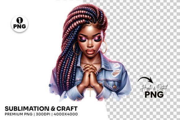 Black Woman Praying PNG Christian Faith