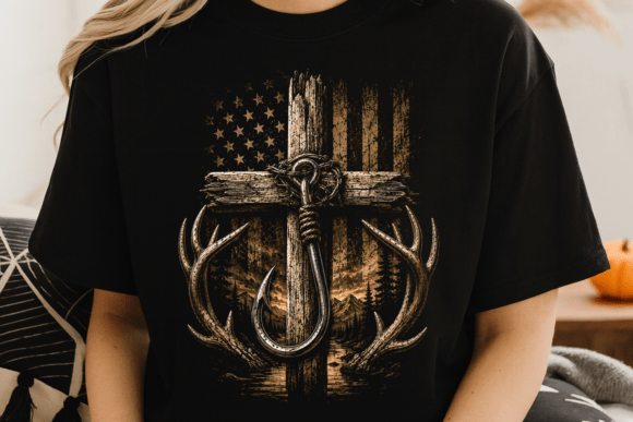 Christian Cross Hunting PNG for T-Shirt Designs