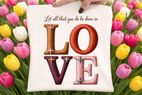 Christian Love Bible Vers Embroidry PNG for T-Shirt Designs