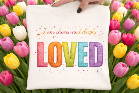 Christian Loved Embroidery Style PNG for T-Shirt Designs