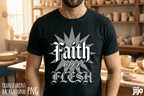 Faith over Flesh Christian PNG T-Shirt Designs