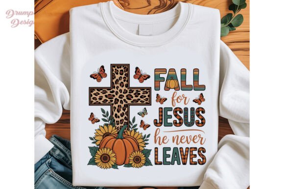 Fall for Jesus Leopard Pumpkin PNG T-Shirt Designs