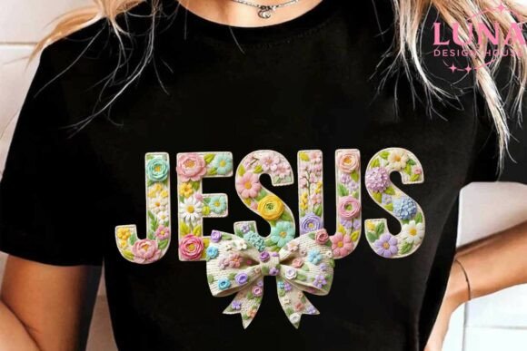 Jesus Floral Faux Yarn Crochet PNG — T-Shirt Designs
