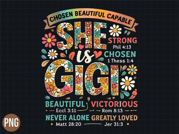 She is Gigi Bible Verse PNG for T-Shirt Designs