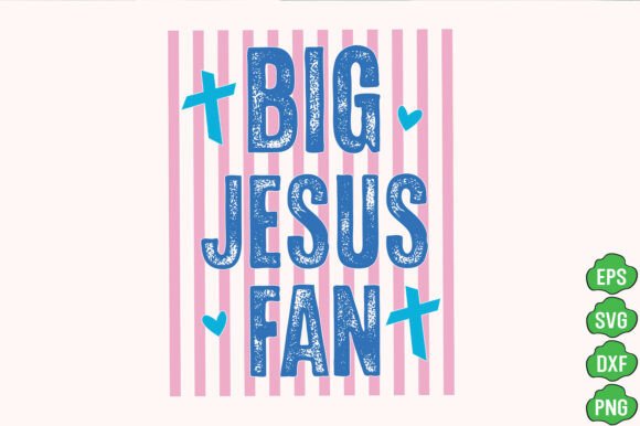 Striped Big Jesus Fan PNG: Preppy Jesus T-Shirt Designs